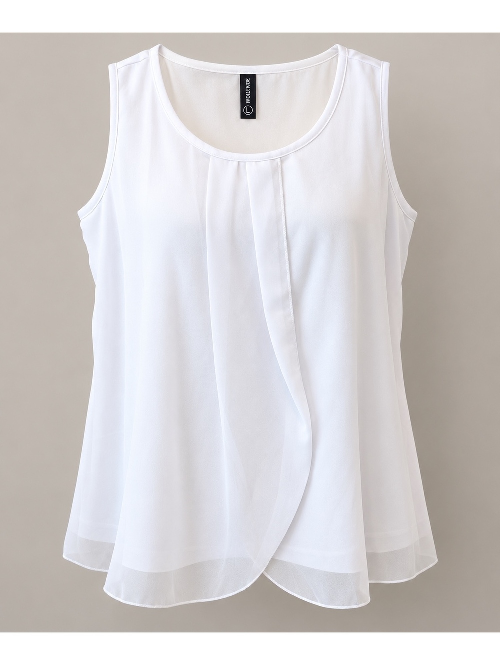 IWOLLENCE Women’s White Chiffon Layered Sleeveless Blouse Size L Flowy Tank Top